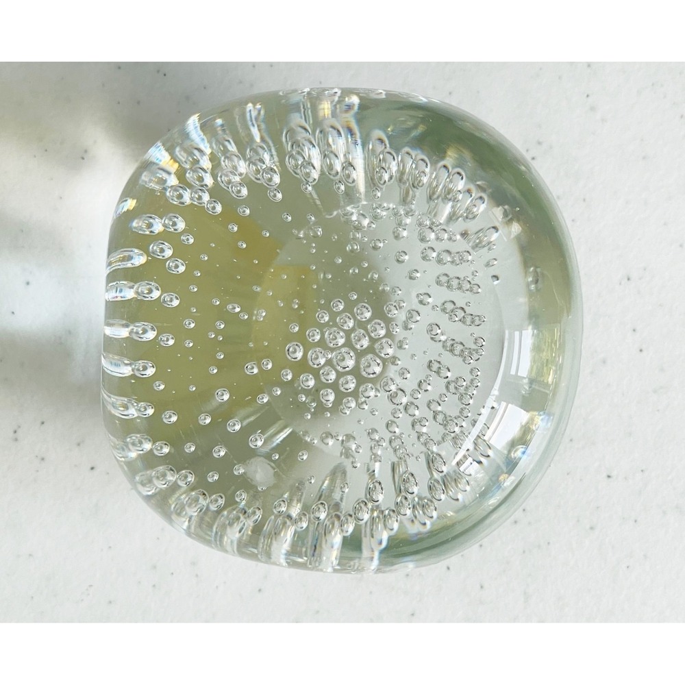 Bubble Clear Glass Paperweight Controlled Bubble Art Vintage 2.75 Inch - Picture 14 of 16
